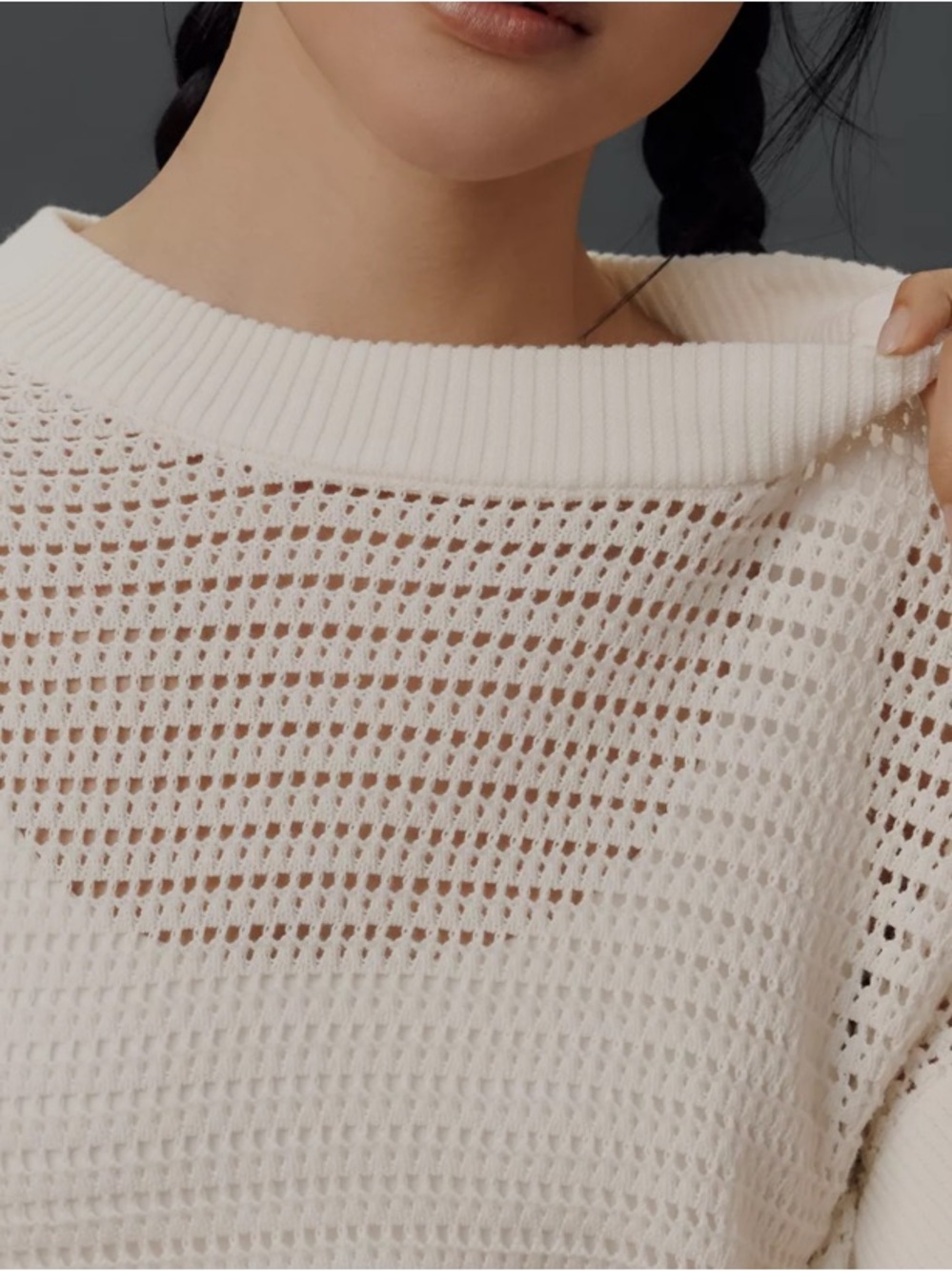 Varley Corvallis Knit Sweater Anthropologie White Open Knit new Without Tags XL - Picture 4 of 12